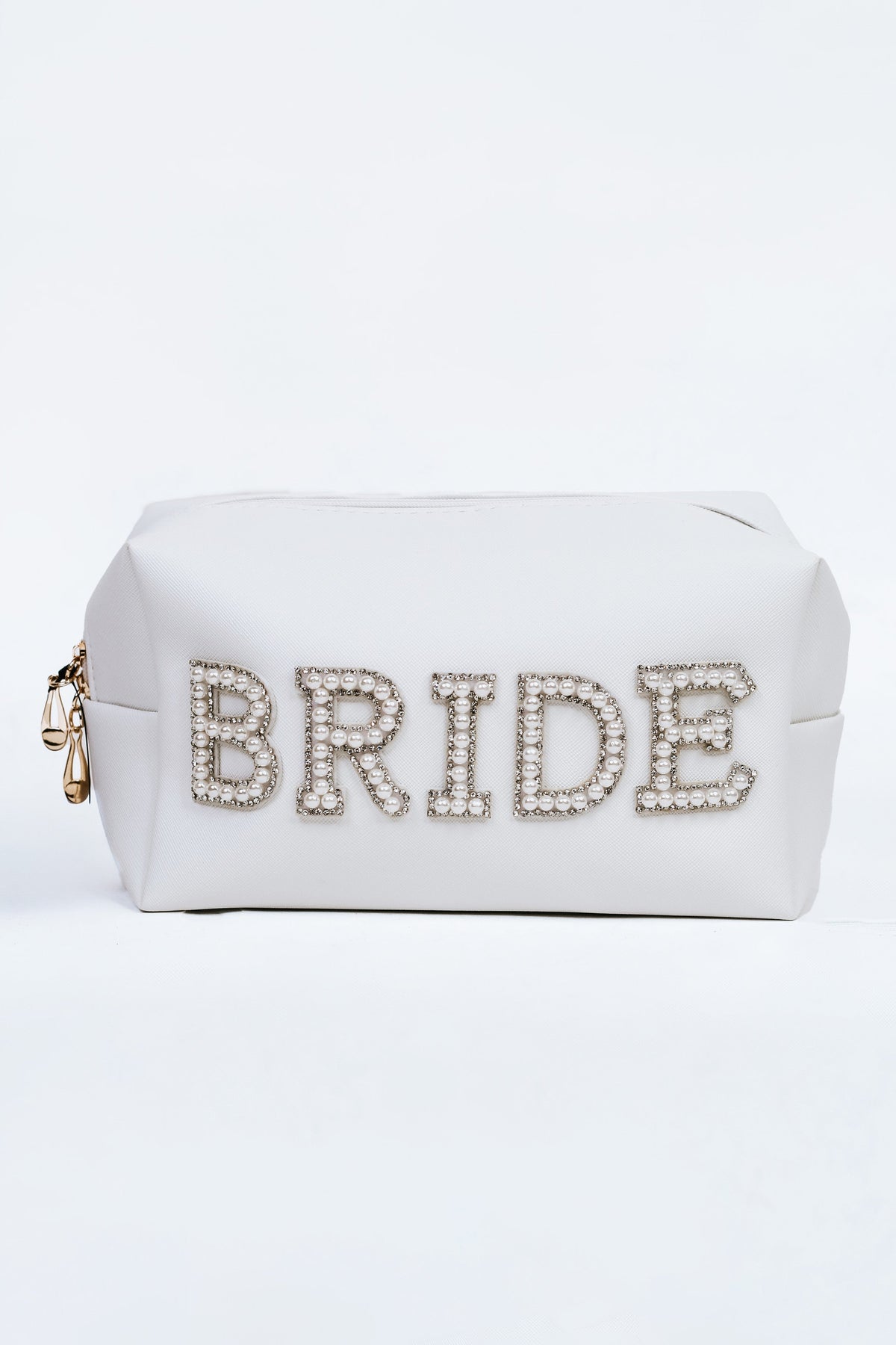 Rhinestone/Pearl "Bride" Vinyl Travel Pouch - Glitz &amp; Ears Boutique