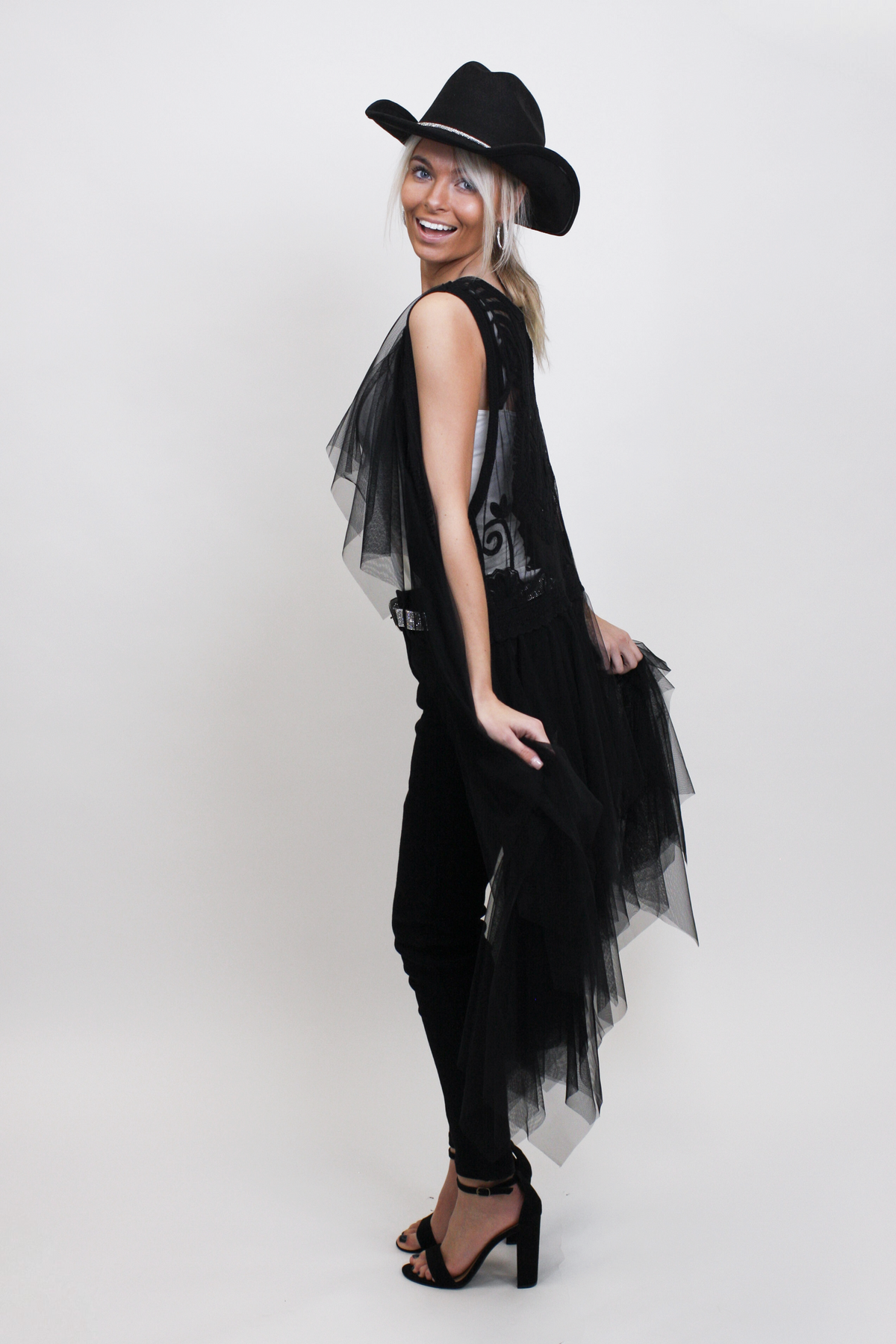 Tulle & Embroidered Layered Vest