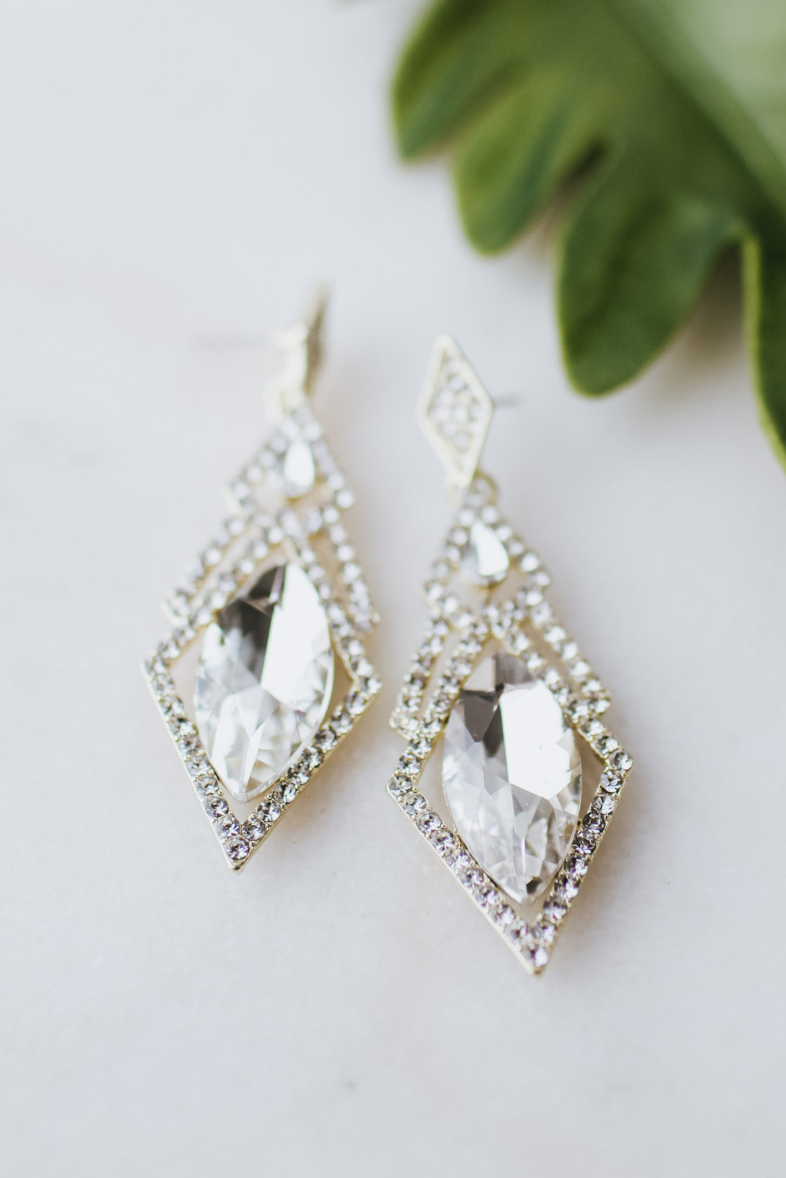 Large Almond Diamond Chandelier Earring - Glitz & Ears Boutique