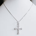 3D Baguette & Pave Accent Cross Necklace