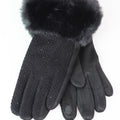 Waffle Knit & Stone Gloves w/ Fur Cuff