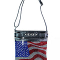 Wavy USA Rhinestone Flag Messenger Bag