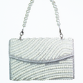 Wavy Design Rhinestone & Pearl Envelope Clutch