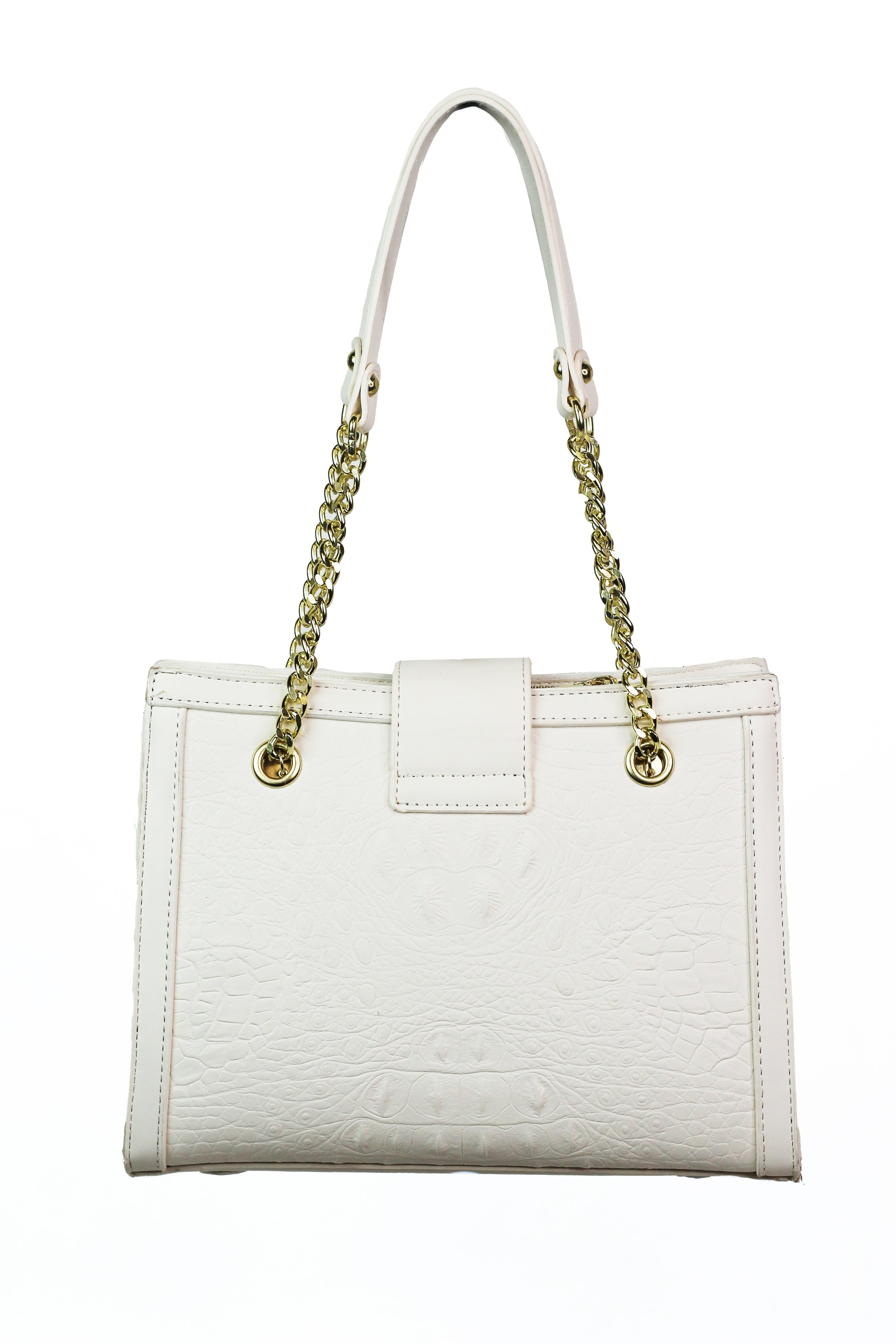 Faux Alligator & Leather Purse w/ Chain Straps