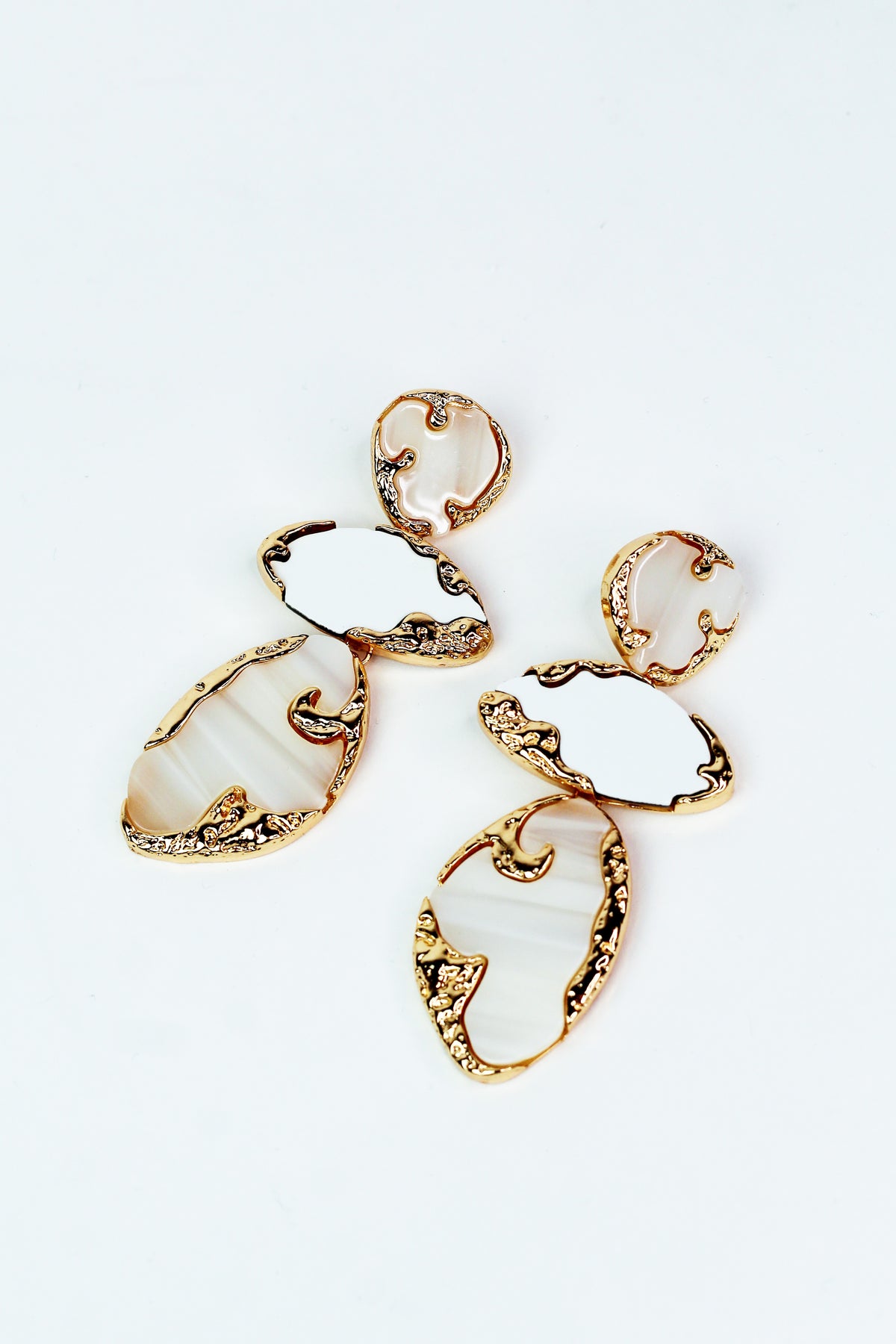 3 Tier Abstract Marbled Stone Dangling Earring - Glitz & Ears Boutique