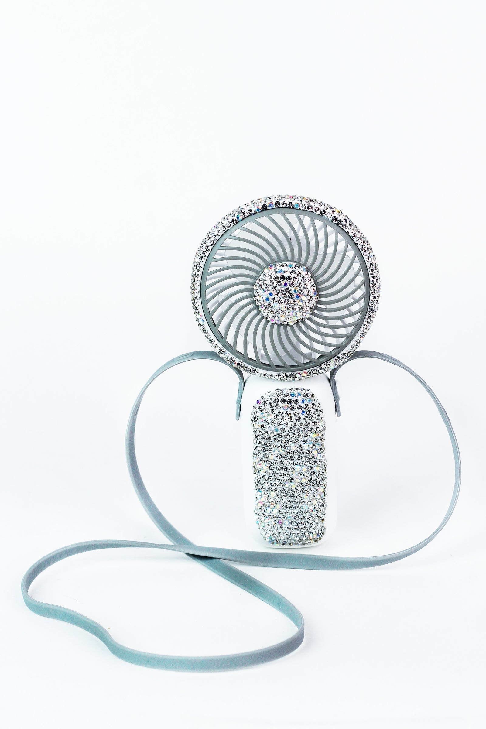 Rhinestone Trimmed Fan w/ Detachable Strap