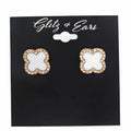 Large Rhinestone Trimmed Clover Stud Earrings