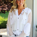 Hooded See Through Button Down Top