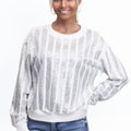 Rhinestone Stripe Round Neck Sweater