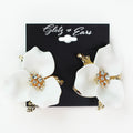 Large Flower Metal Leaf Center Stud Earring