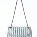 Striped Rhinestone & Pearl Envelope Crossbody Purse