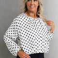 Long Sleeve Satin Polka Dot Zip Up Jacket