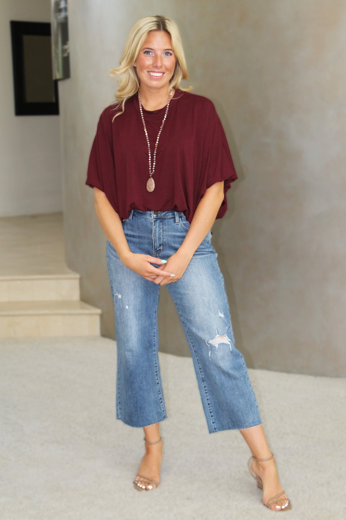 Short Sleeve Scoop Neck Bubble Tee