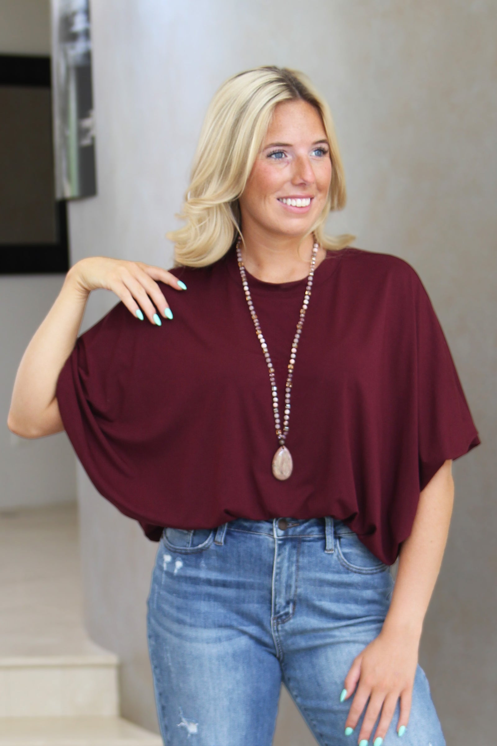 Short Sleeve Scoop Neck Bubble Tee