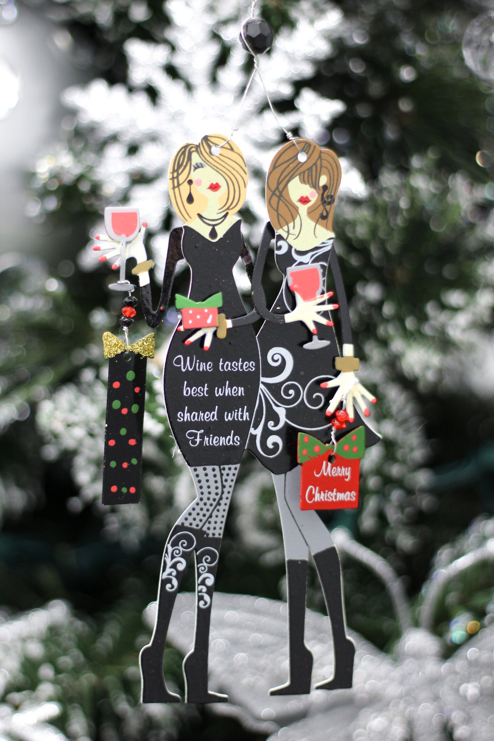 "Wine Tastes Best" Christmas Wine Charm & Magnet