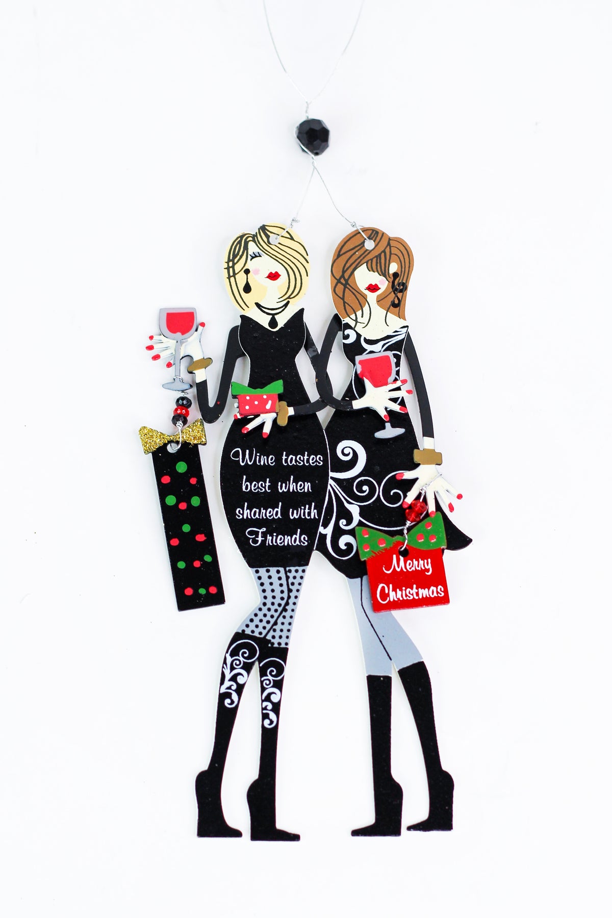 "Wine Tastes Best" Christmas Wine Charm & Magnet