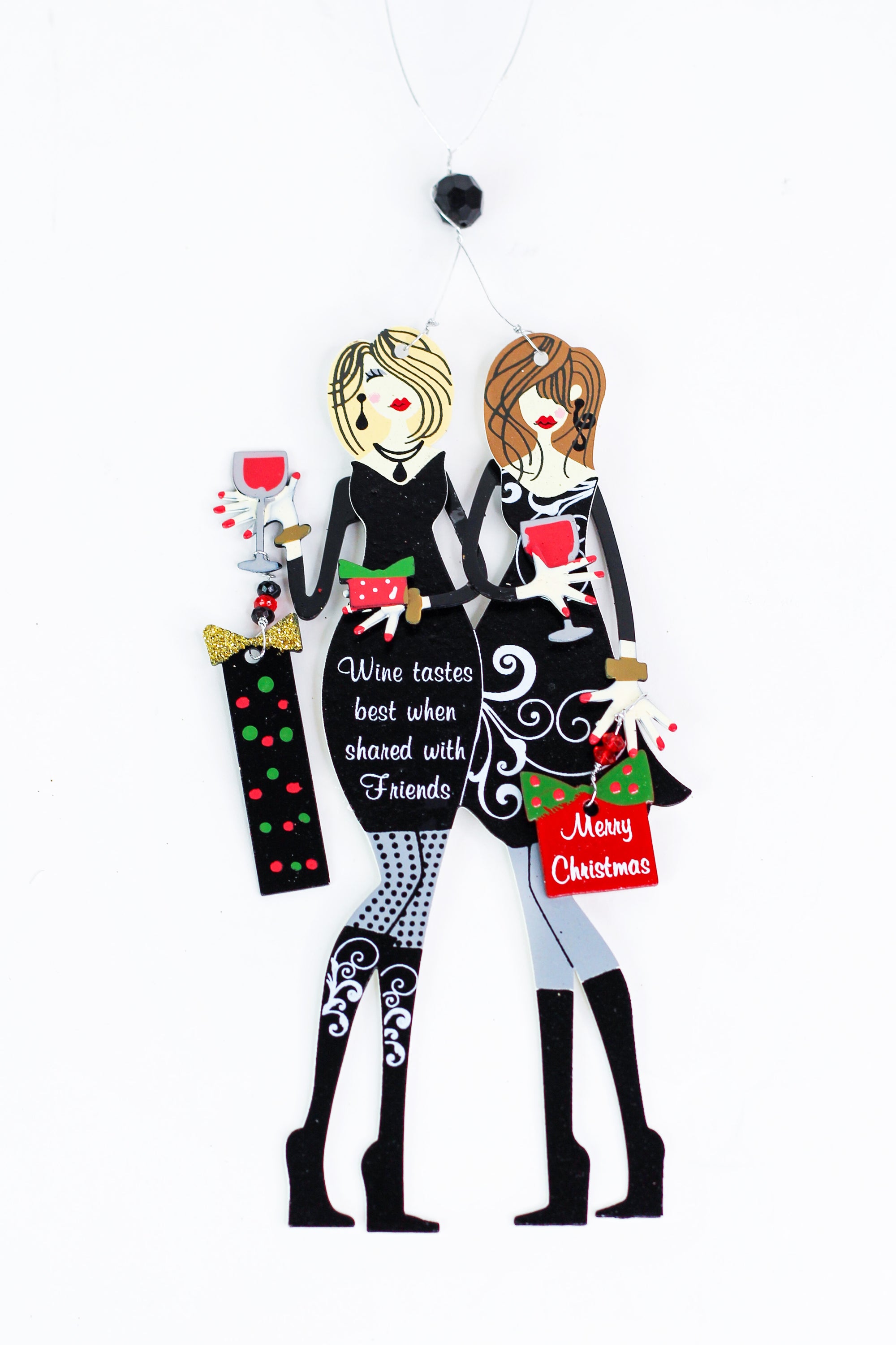 "Wine Tastes Best" Christmas Wine Charm & Magnet