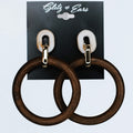 Oval Links & Wooden Open Circle Earrings