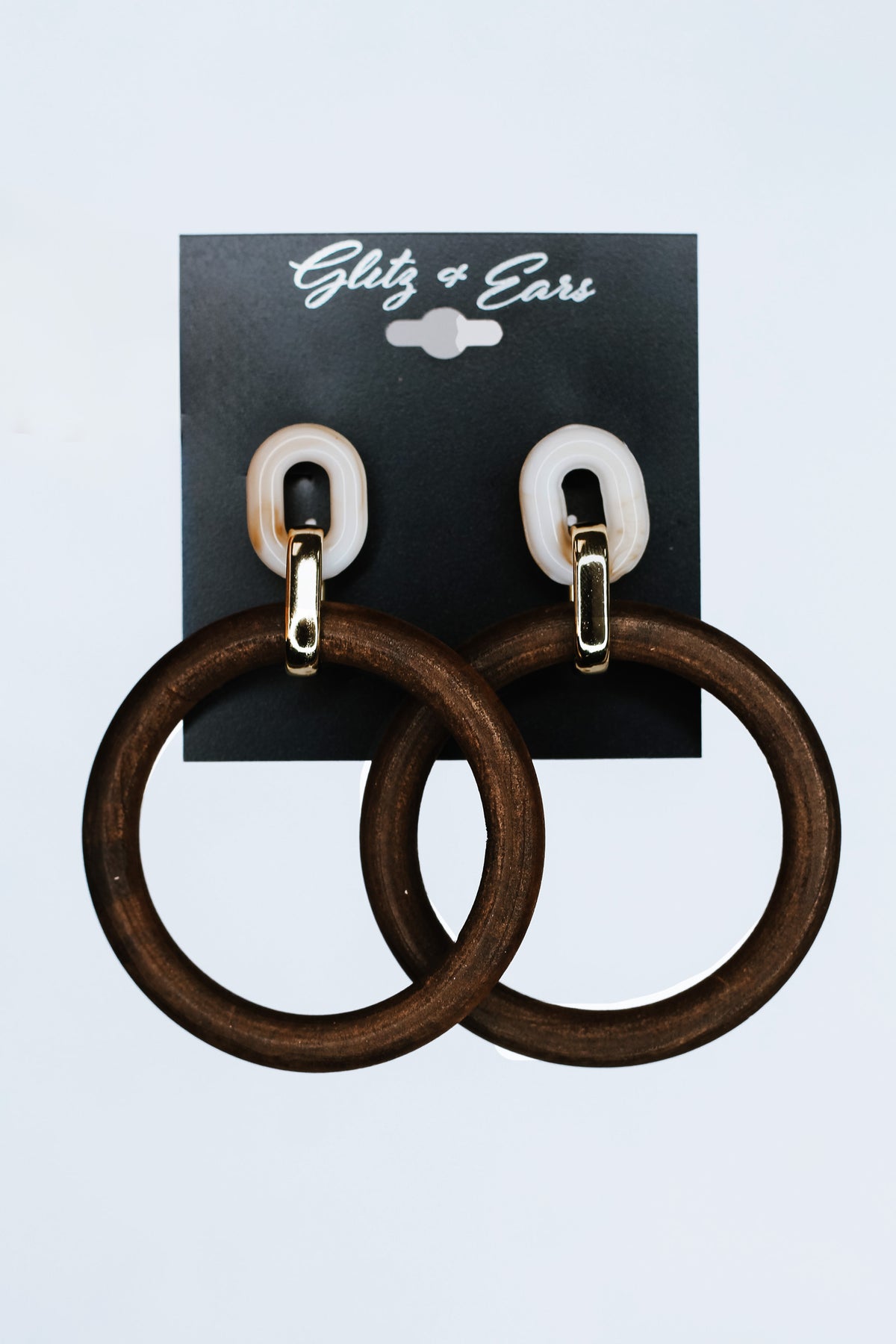 Oval Links &amp; Wooden Open Circle Earrings
