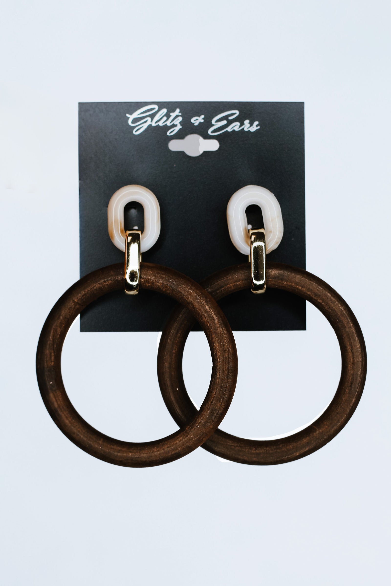 Oval Links & Wooden Open Circle Earrings