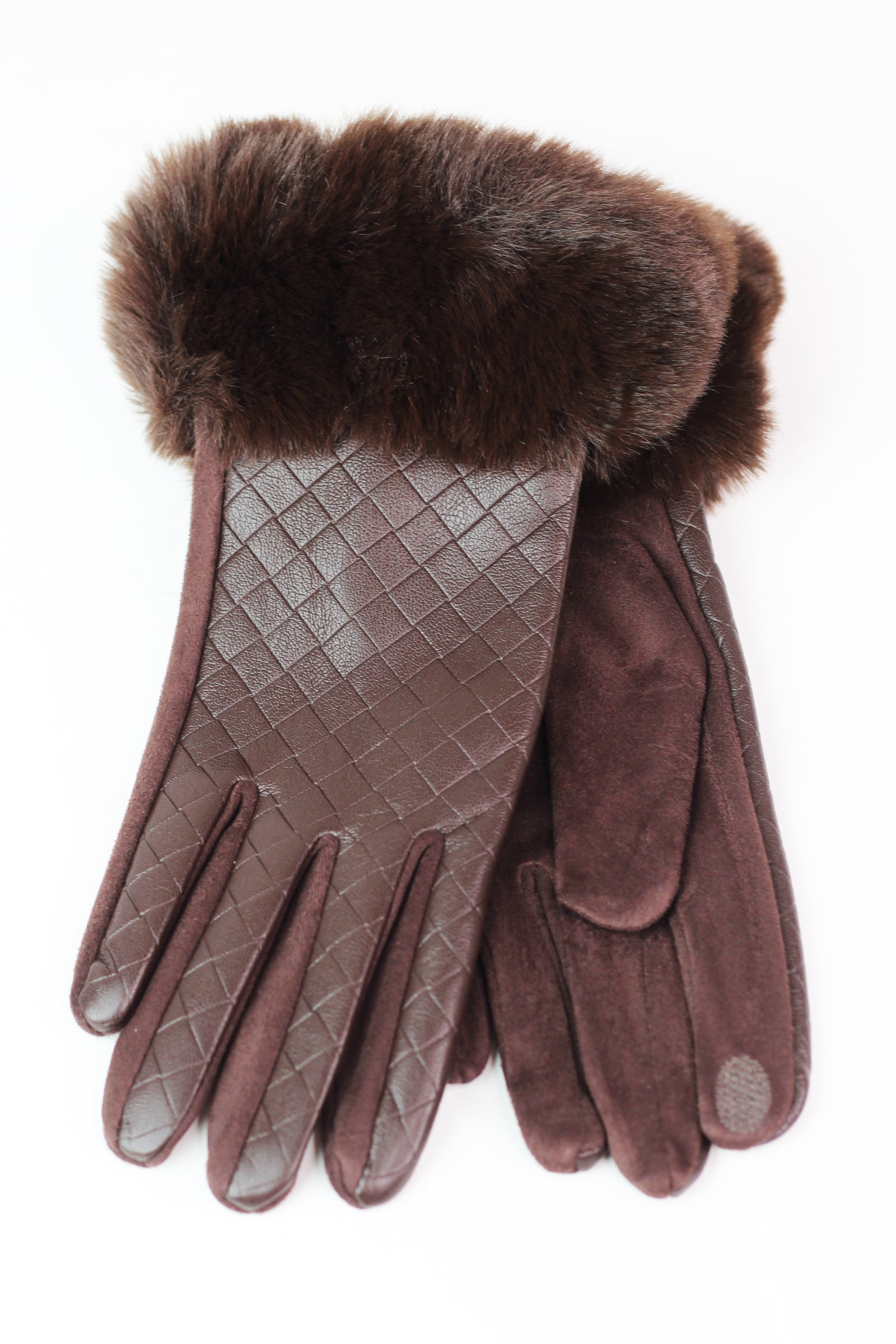 Woven Look Gloves w/ Faux Fur Cuff
