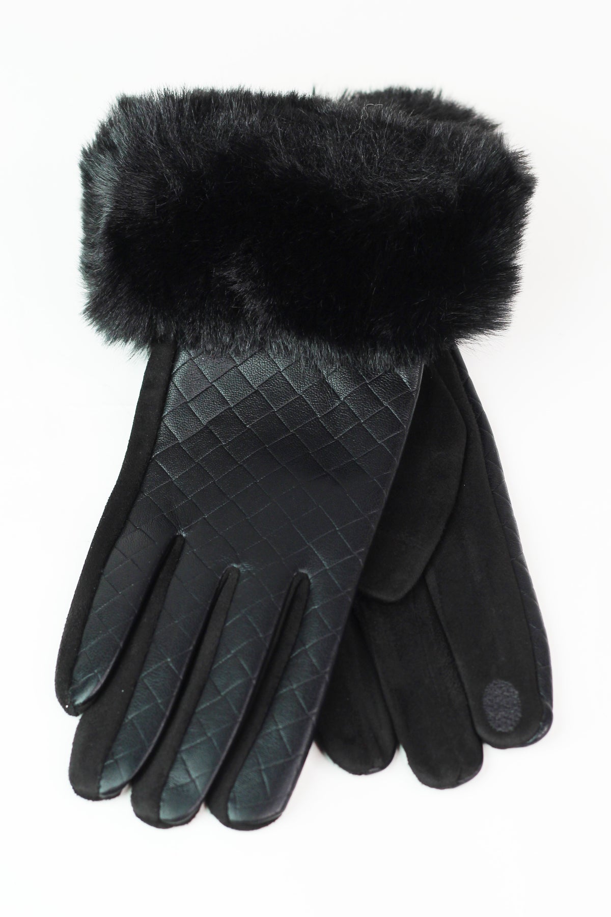 Woven Look Gloves w/ Faux Fur Cuff
