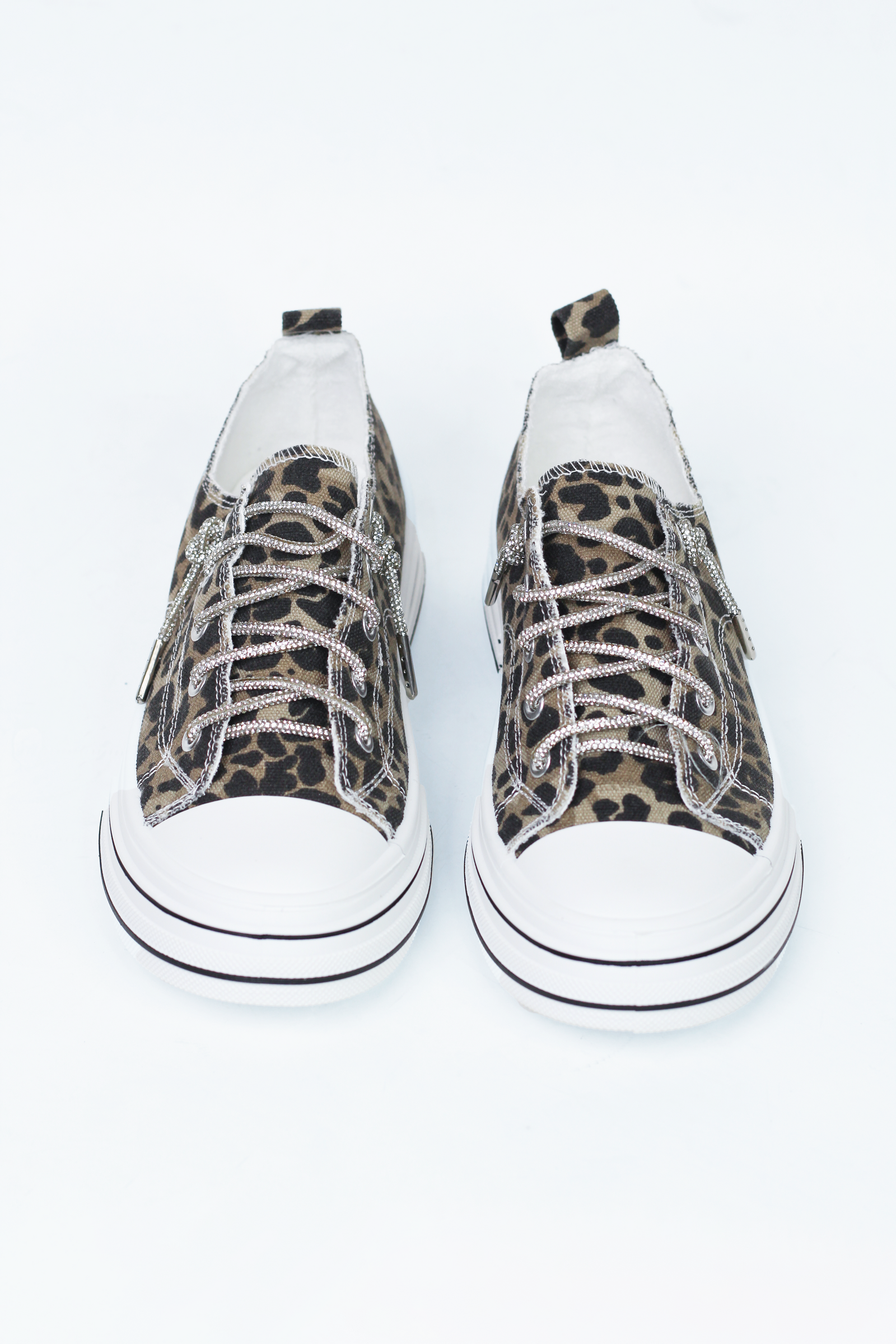 Canvas Sneakers w/ Rhinestone Shoe Laces