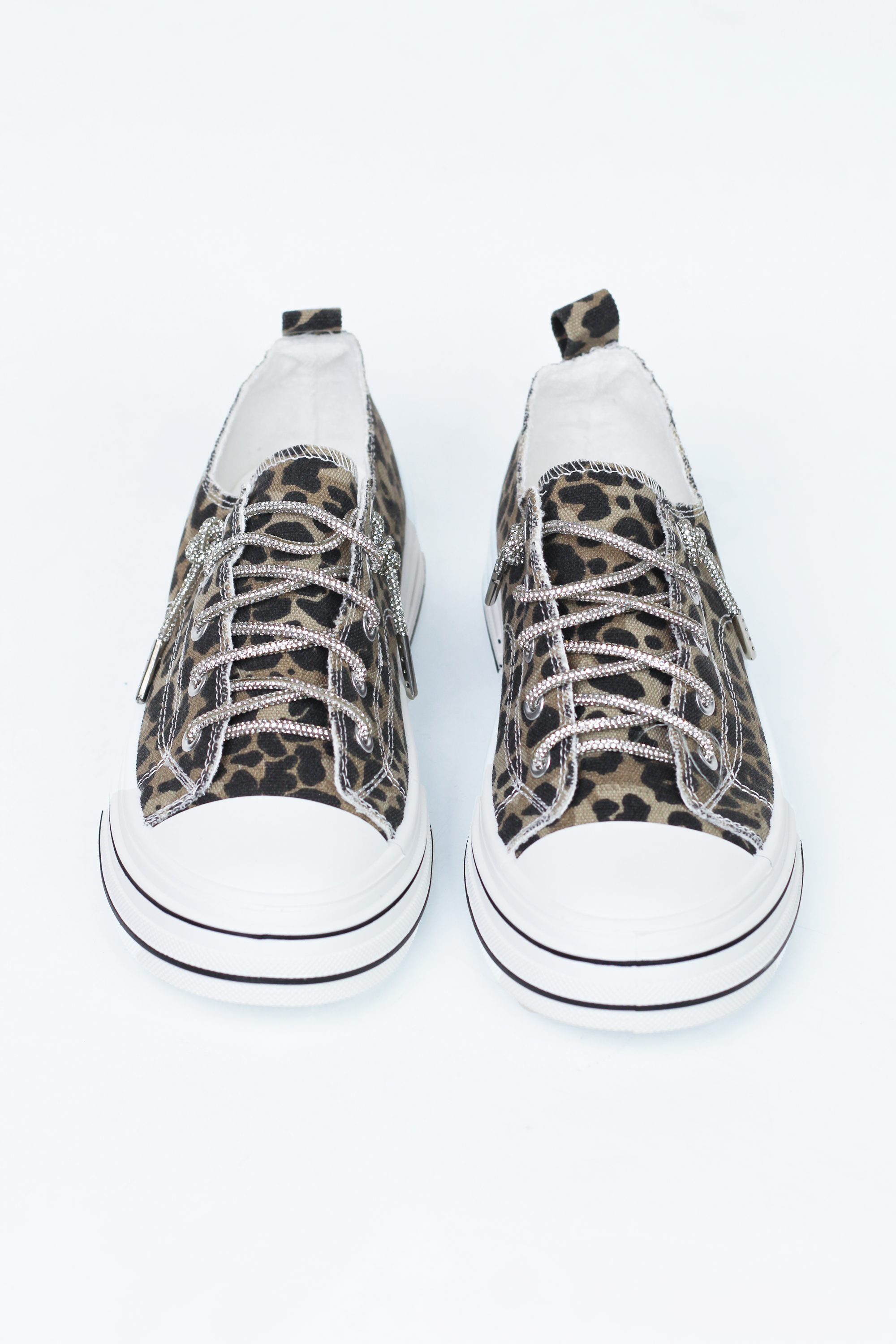 Canvas Sneakers w/ Rhinestone Shoe Laces