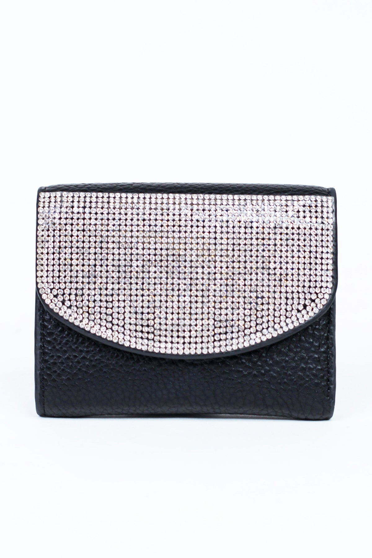 Cardholder Wallet w/ Rounded Rhinestone Flap