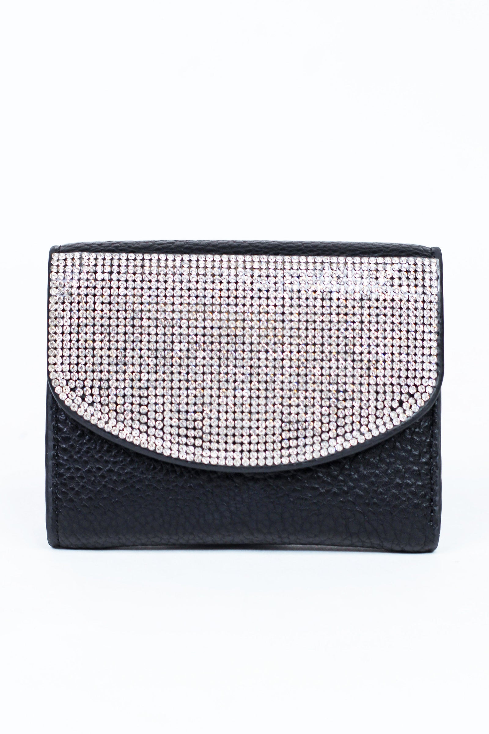 Cardholder Wallet w/ Rounded Rhinestone Flap