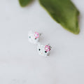 Small Flower Corner Puff Hello Kitty Stud