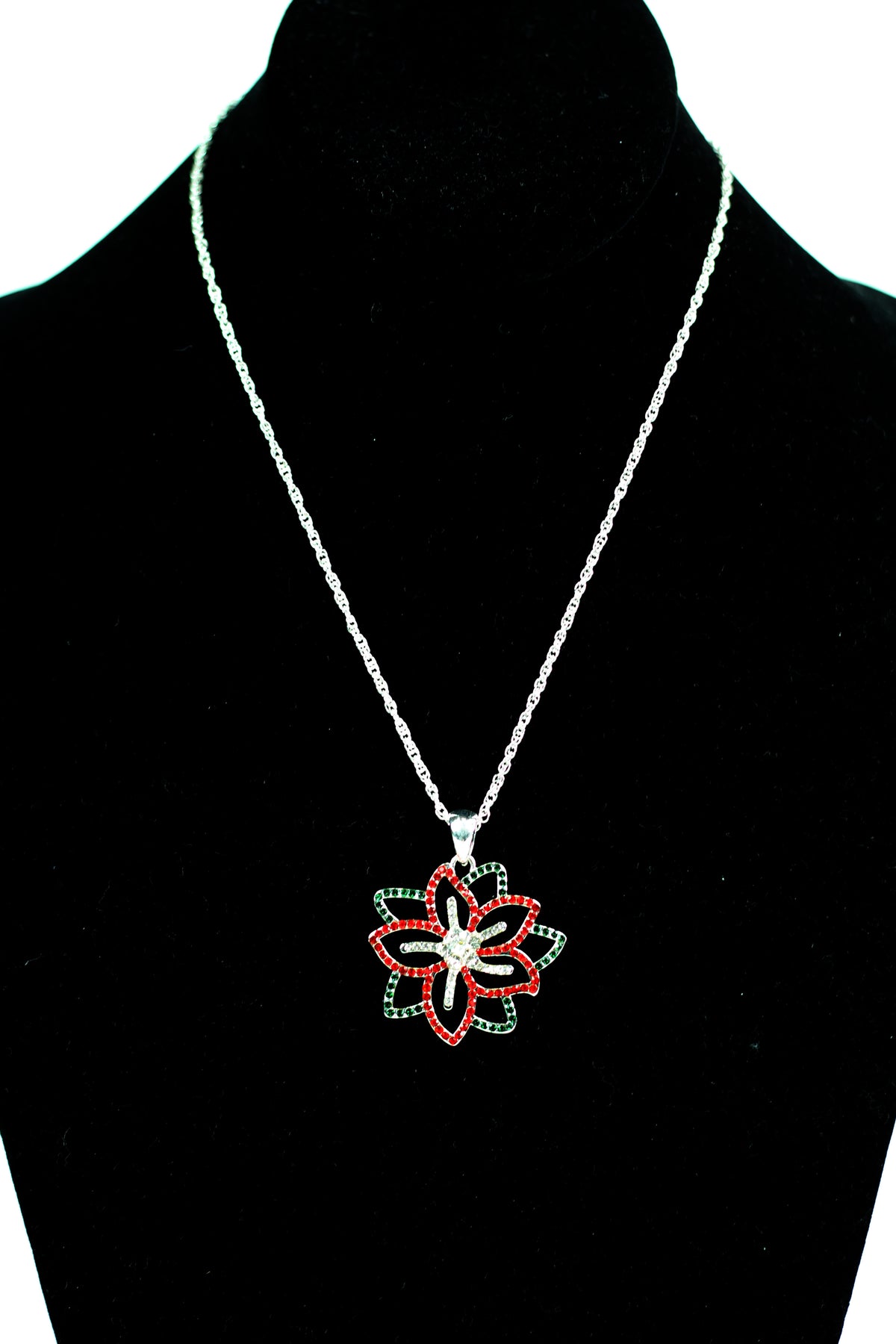 Christmas Flower Open Rhinestone Necklace