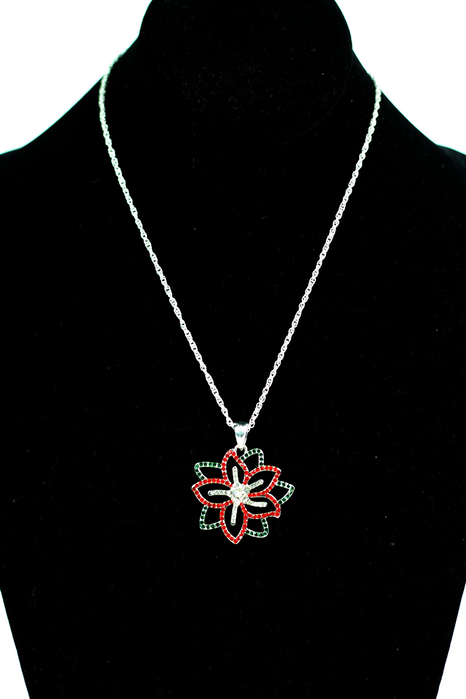 Christmas Flower Open Rhinestone Necklace