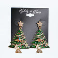 Christmas Tree Earrings w/ Rhinestone Accents