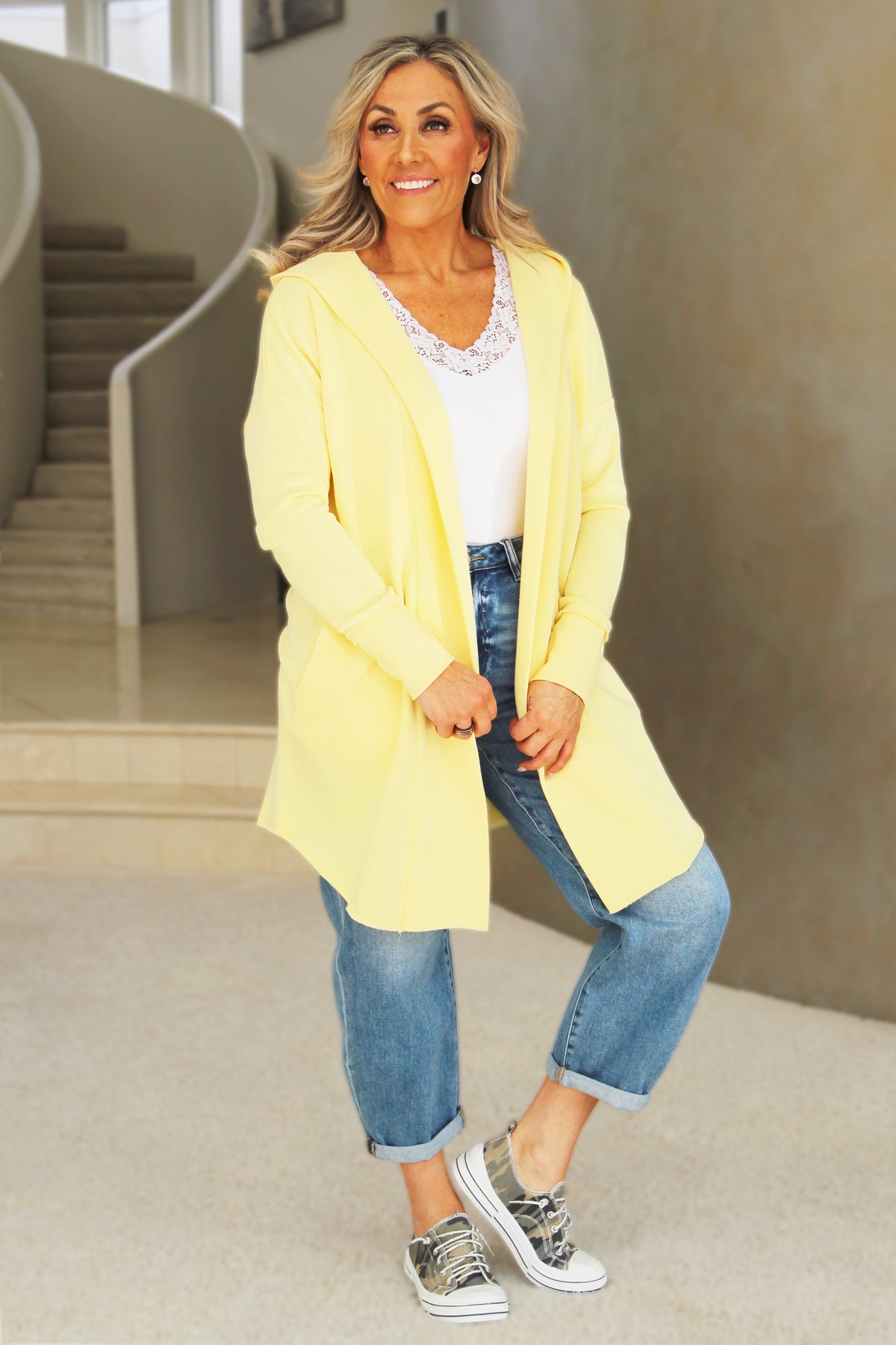 Open Front Longline Fleece Hoodie Cardigan