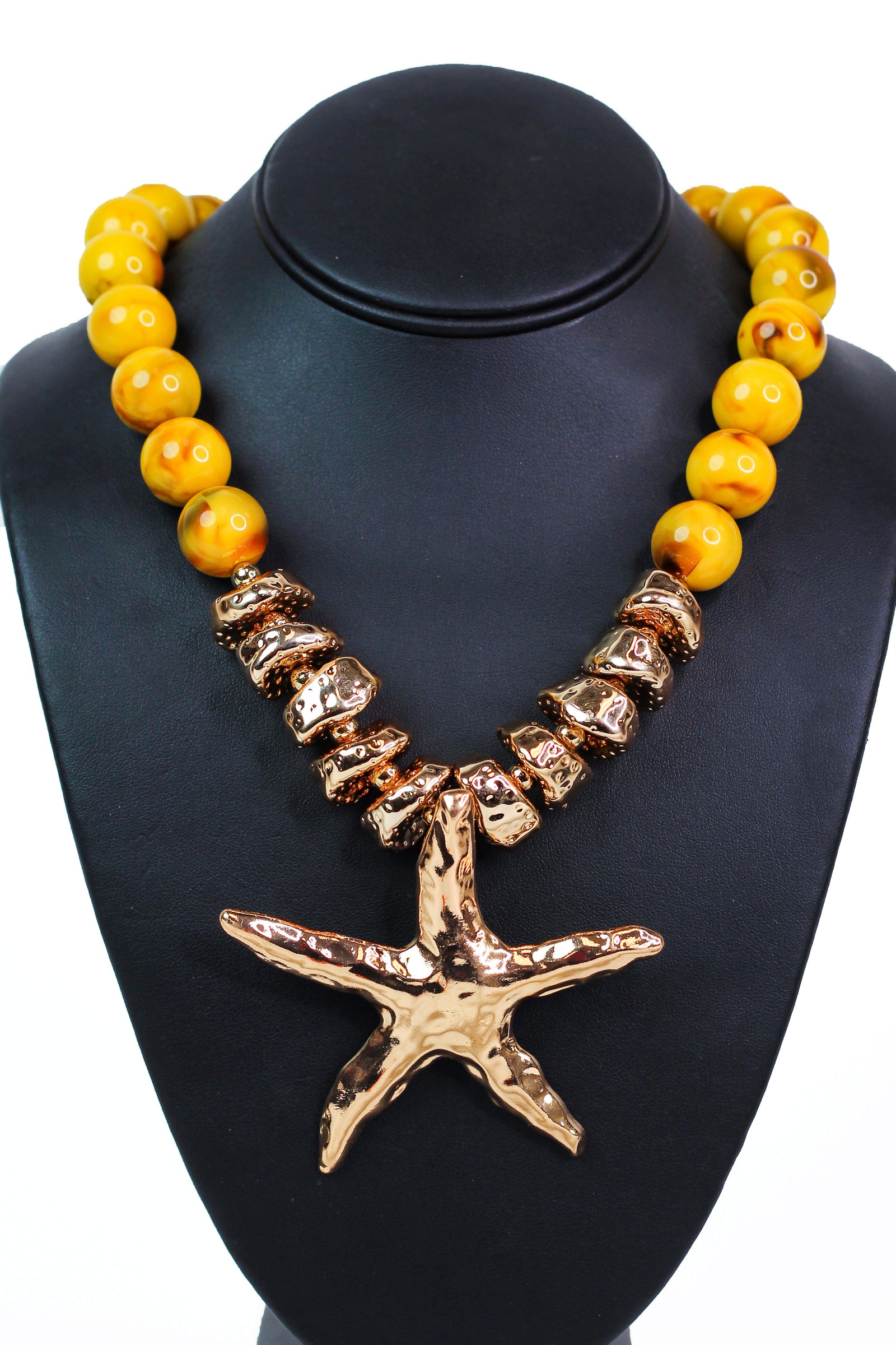 Chunky Bead & Hammered Starfish Necklace