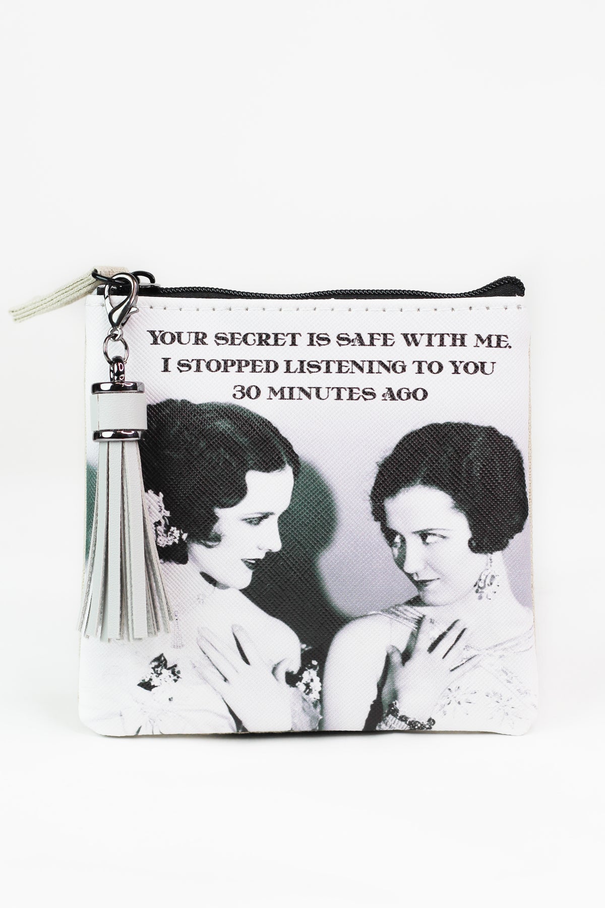 Photo &amp; Quote Zippered Coin Pouch w/ Tassel