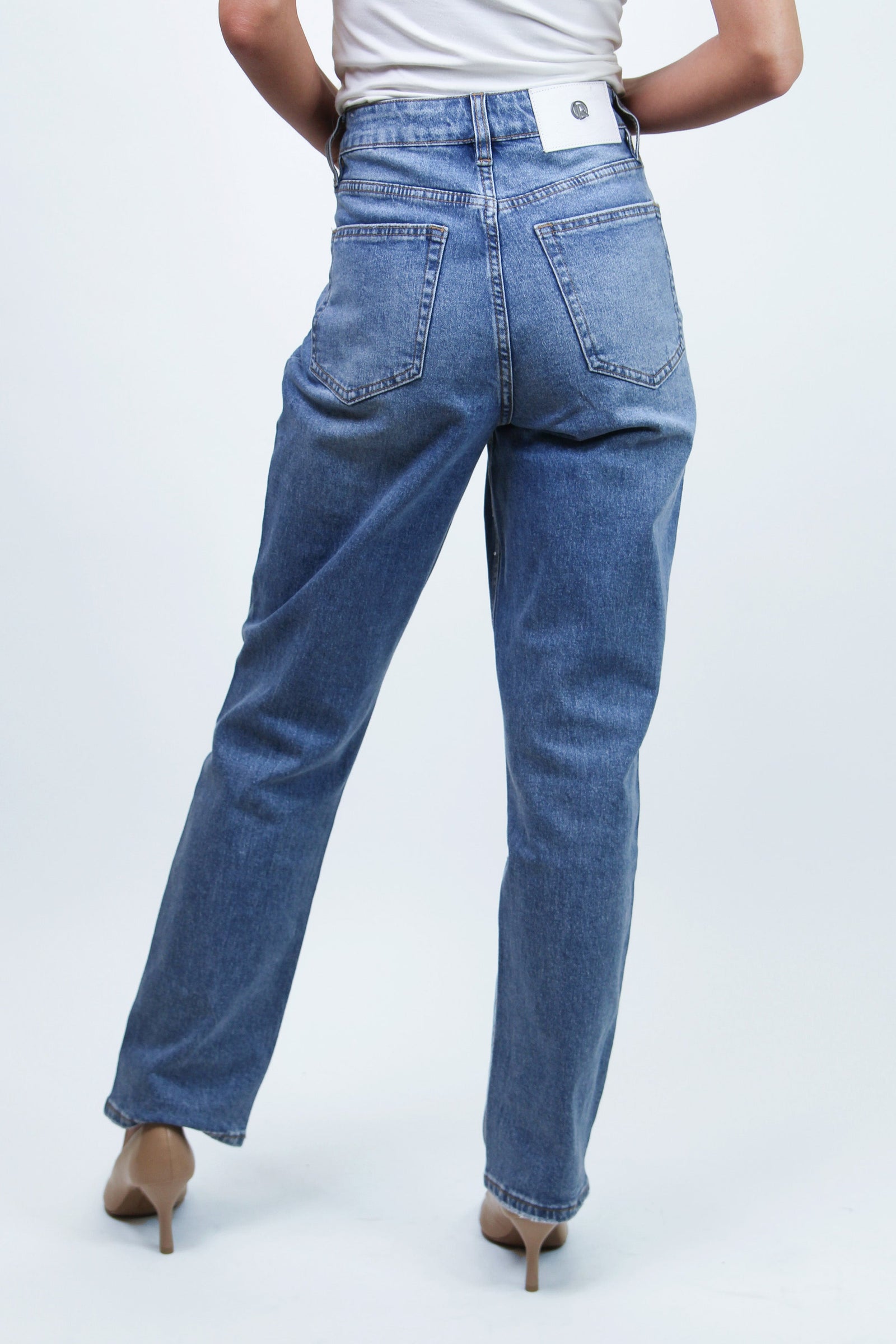 High Rise Skinny Jeans w/ Rivet & Rhinestone Embellishments