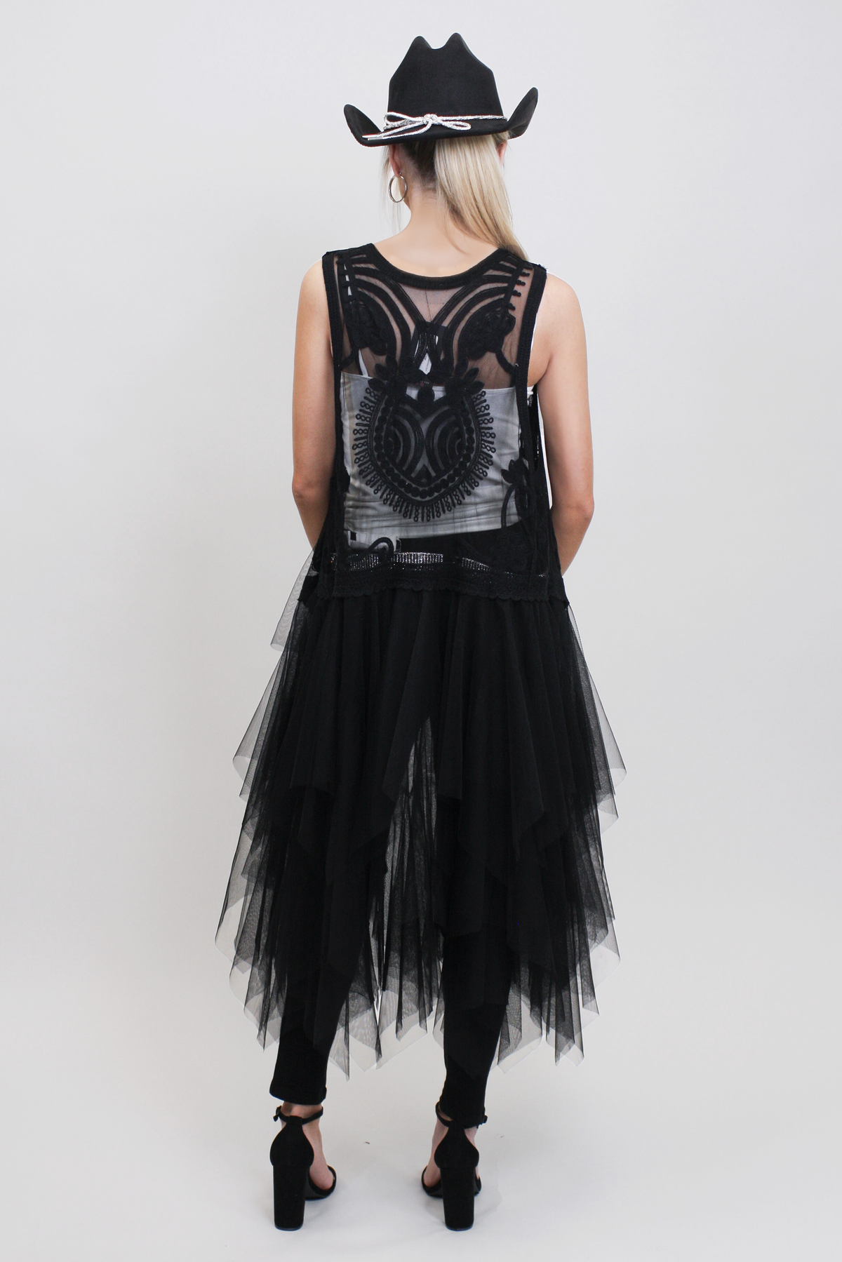 Tulle & Embroidered Layered Vest