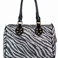All Over Rhinestone Duffle Purse w/ Faux Patent Leather Accents