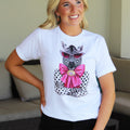 Zebra Wearing Sunglasses & Pink Bow w/ Rhinestone Brooch T-Shirt