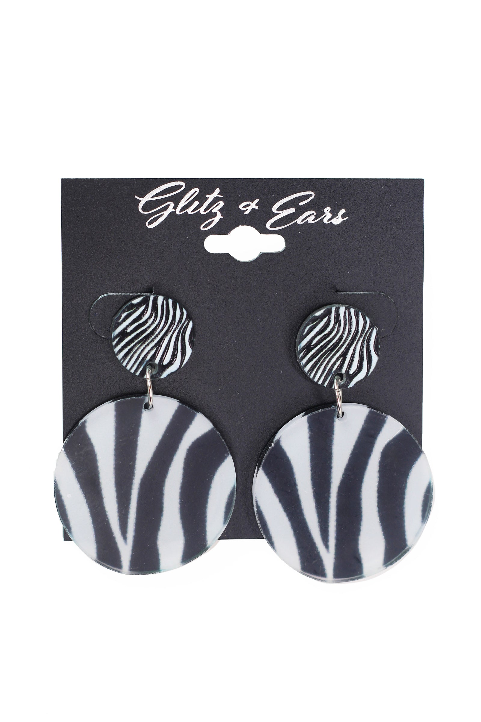 Two Circles Acrylic Zebra Earrings