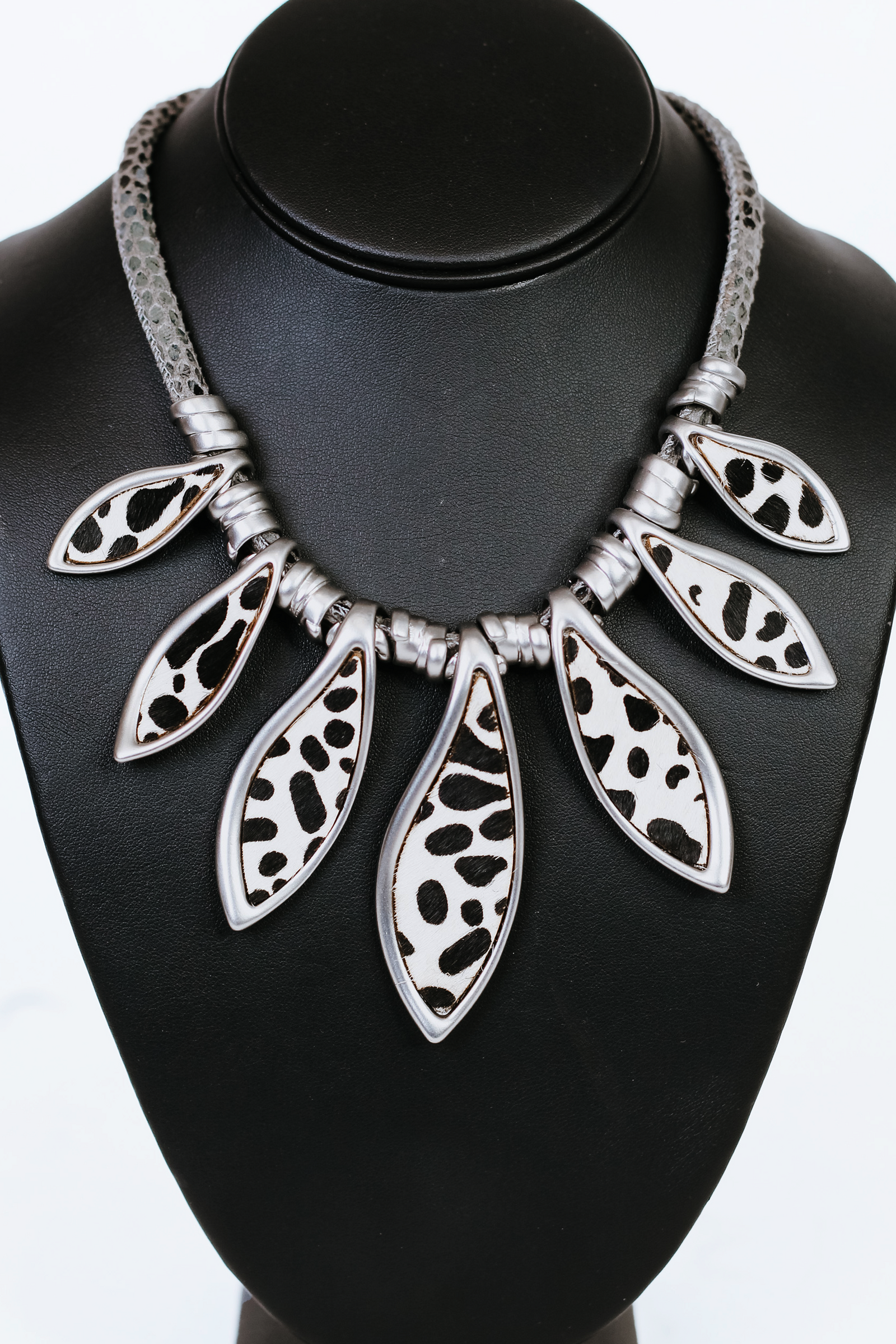 Animal Print Wavy Shapes Statement Necklace