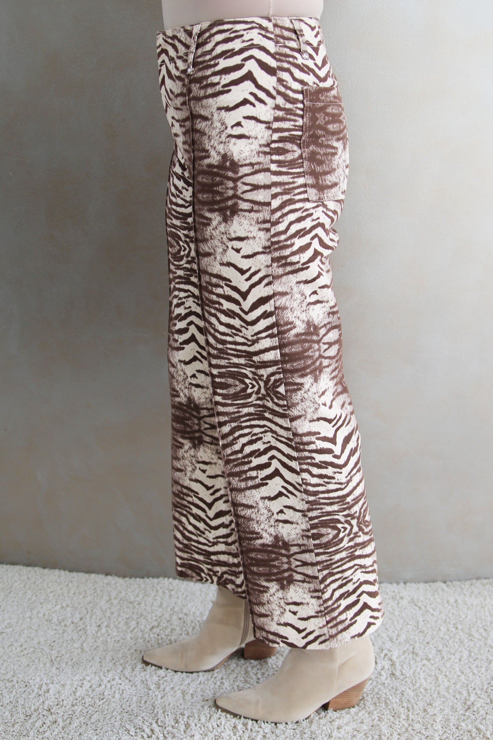 Zebra Print Wide Leg Jeans
