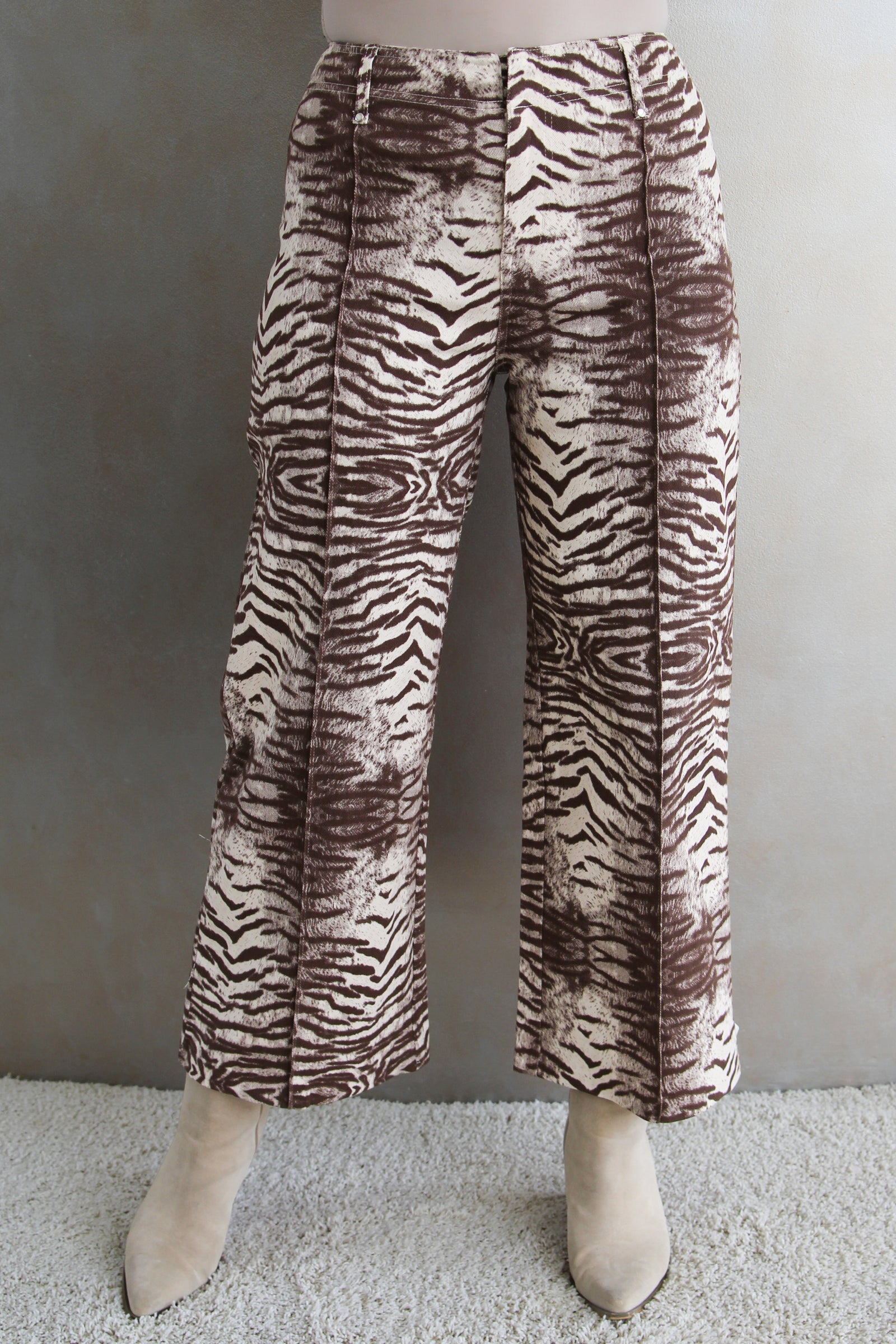 Zebra Print Wide Leg Jeans