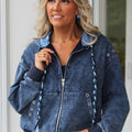 Zip Up Jacket W/ Braided Drawstring