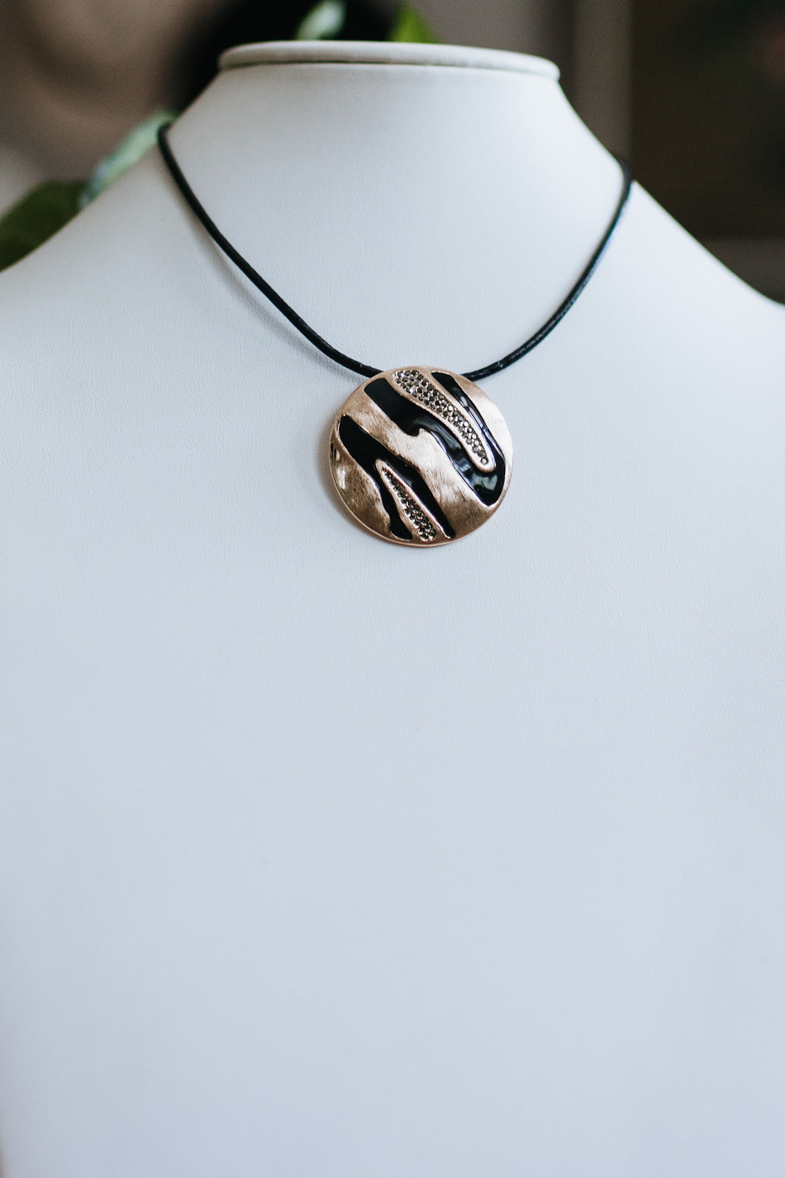 Zebra Print Circle Pendant Necklace