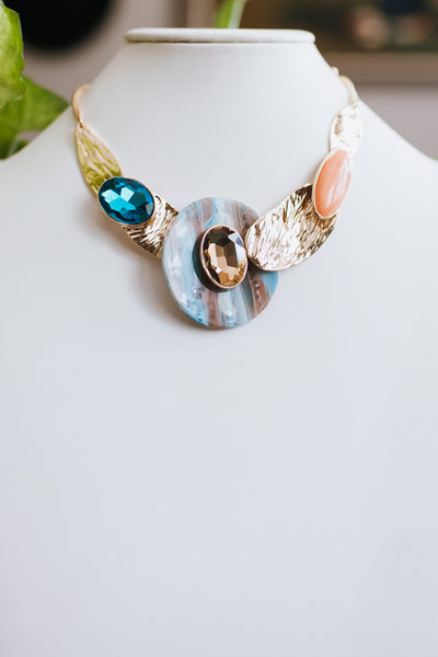 Multi Shaped & Color Oval Necklace Set
