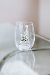 Christmas Tree Jeweled Stemless Wine Glass