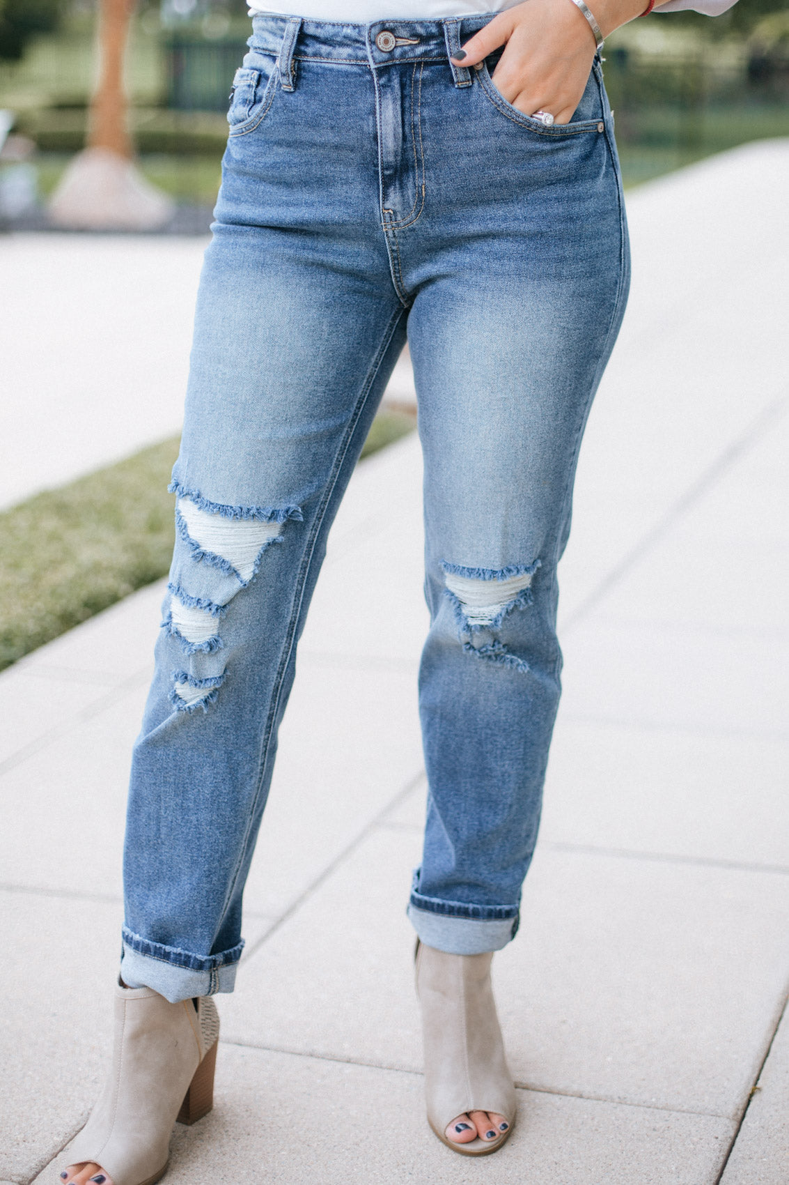 Straight Leg Distressed Jean